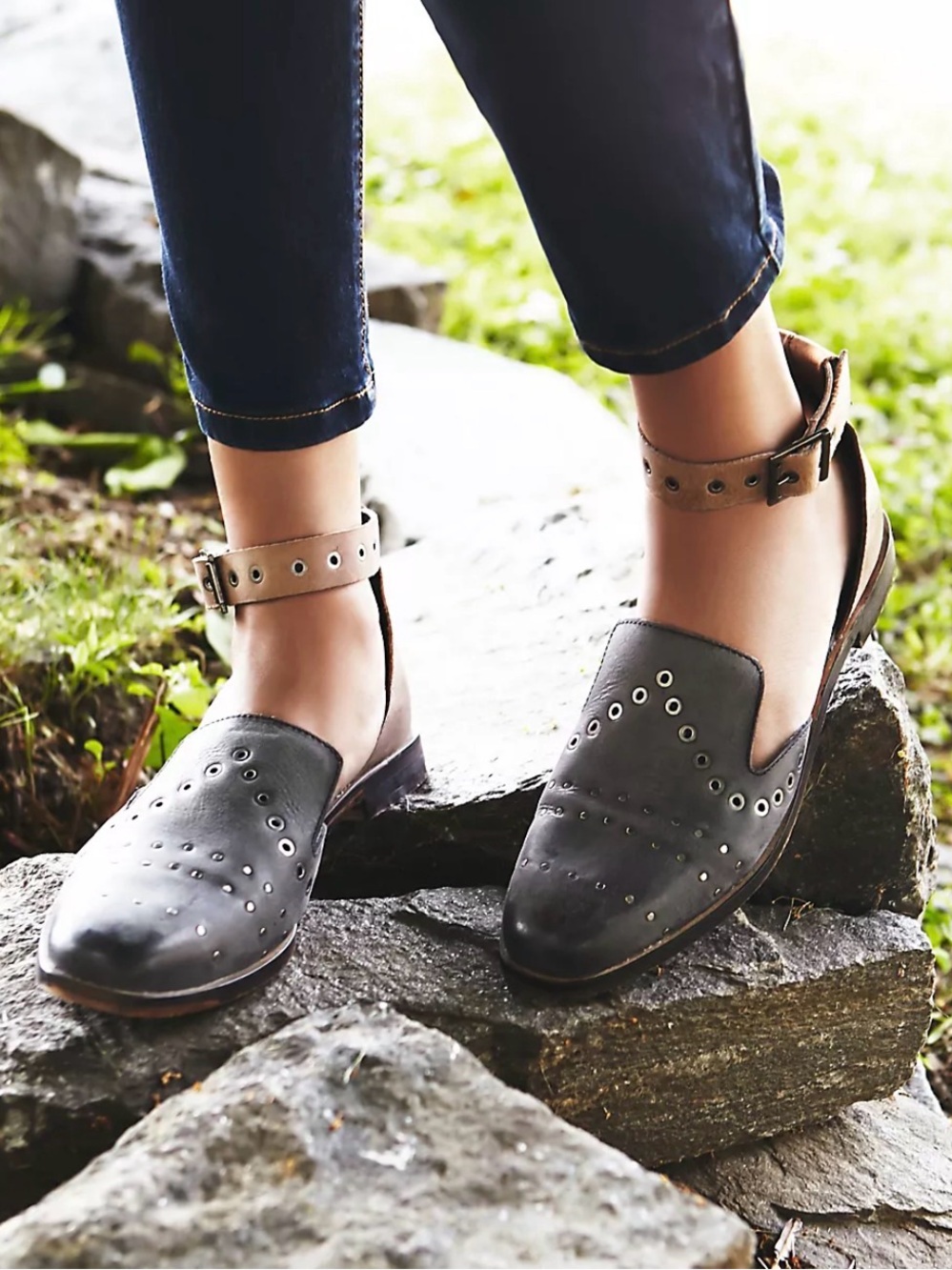 Free People Castoni Studded Loafer in Gratz Taupe